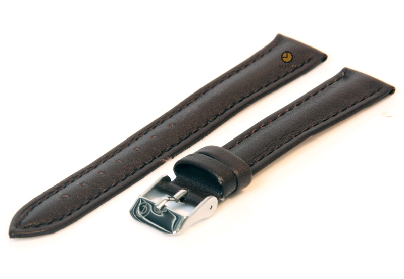 Watchstrap 16mm darkbrown calf leather