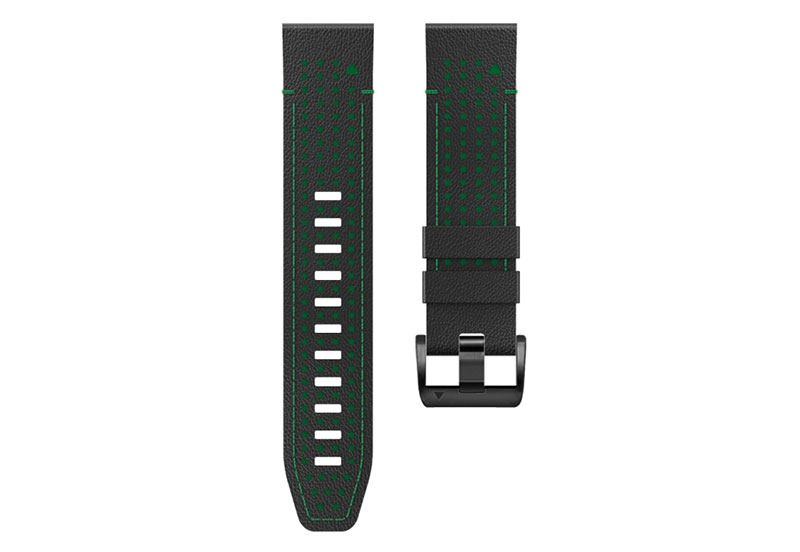 Premium bandje - leer/siliconen - zwart/groen