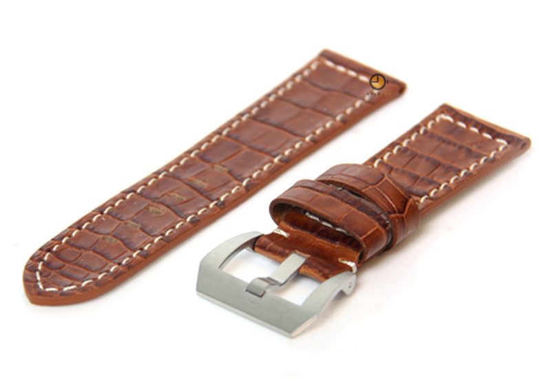 Watchstrap 24mm leather croco brown