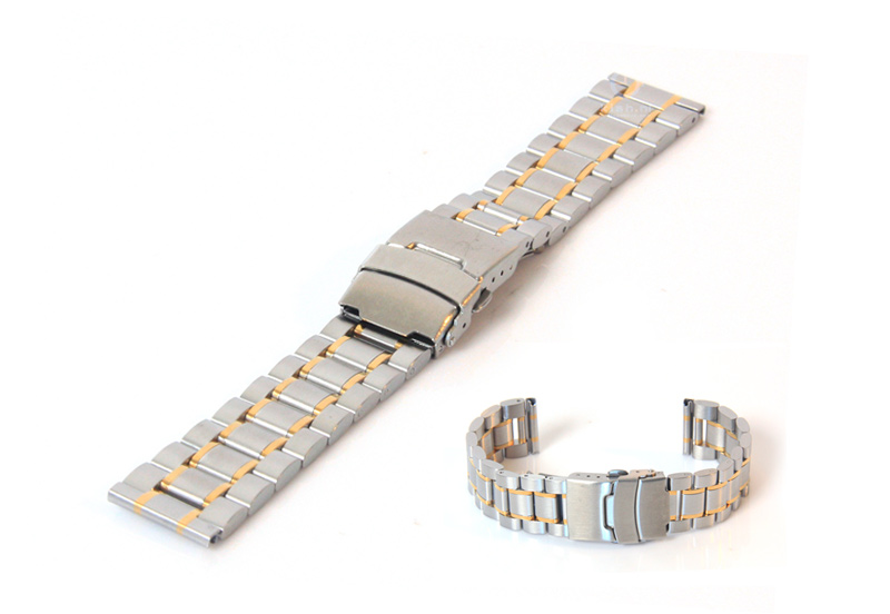 Watchstrap 20mm stainless steel matt silver/gold