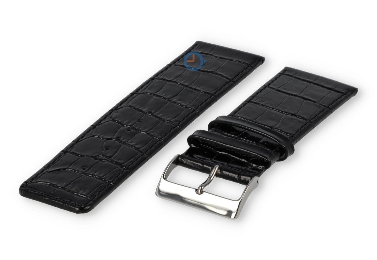 Calfskin strap with croco-relief - 28mm - black