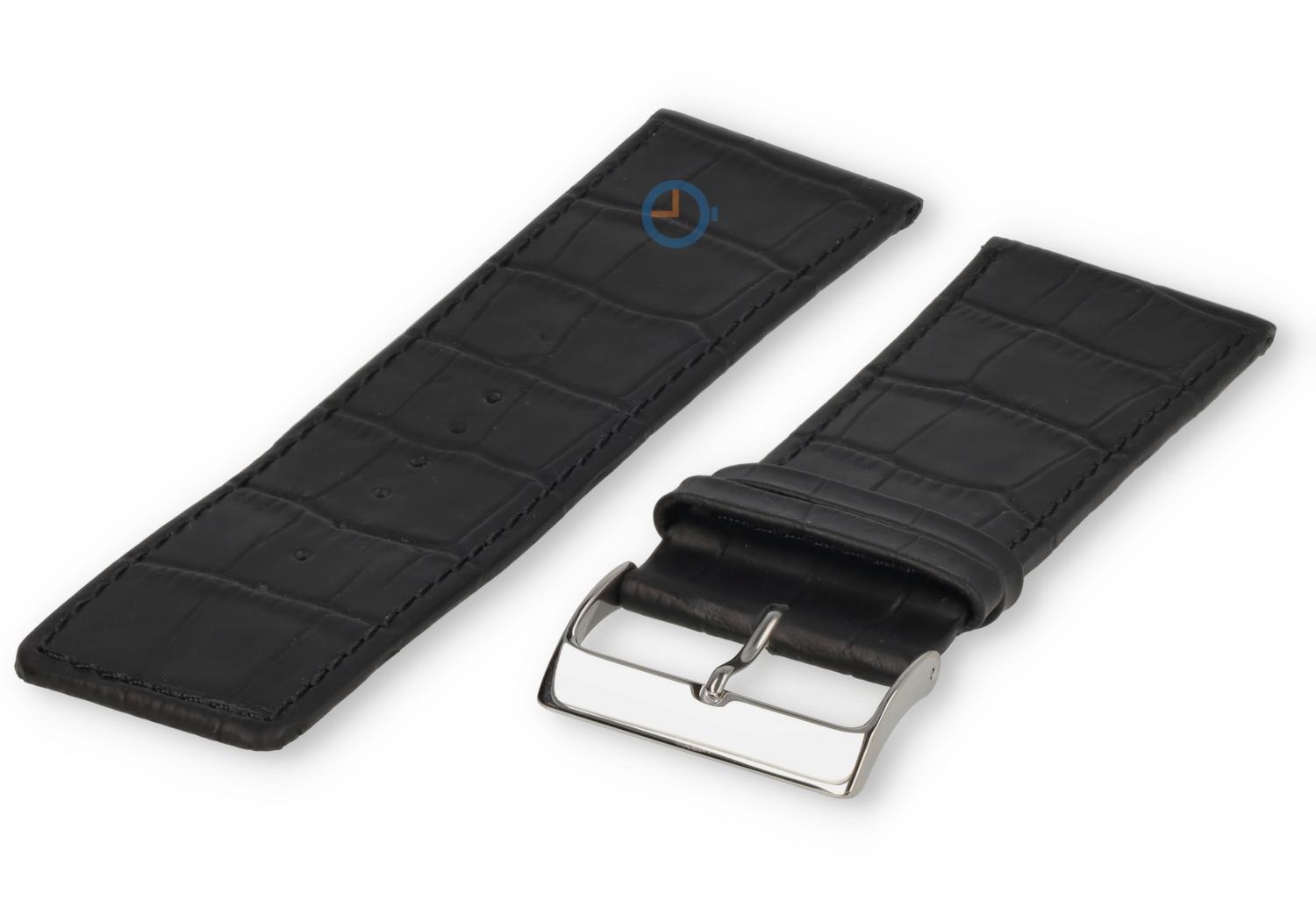 Deluxe croco watch strap - 34mm - black
