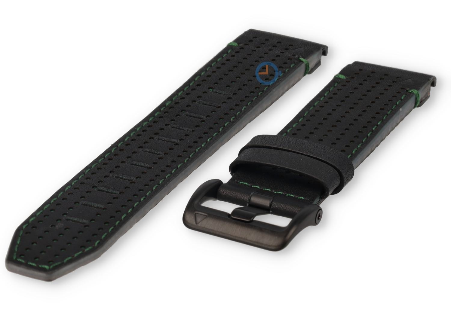 Premium leather band Garmin Fenix 7 - 22mm (black/green)