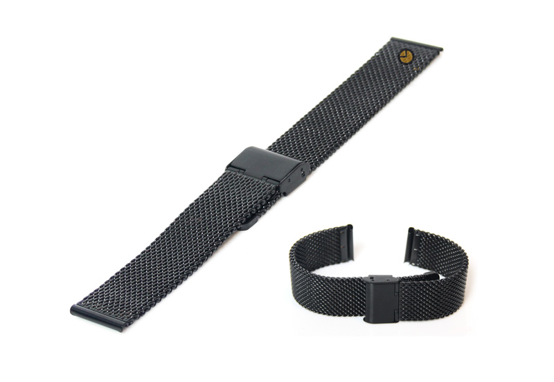 Watchstrap 24mm stainless steel mesh black