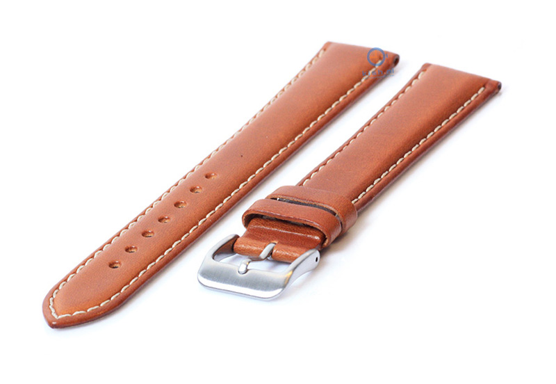 Extra long watch strap 20mm lightbrown leather - XXL