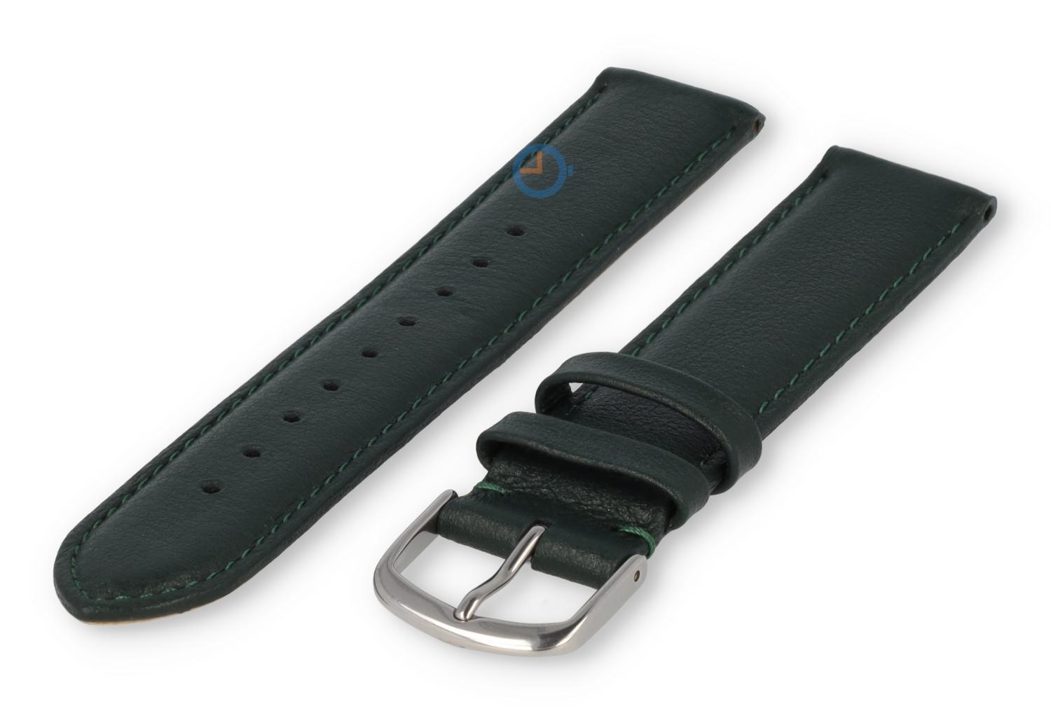18mm watch strap smooth leather - dark green