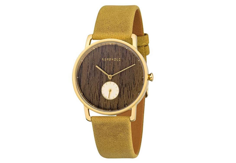 Kerbholz watch strap Frida Walnut Mustard