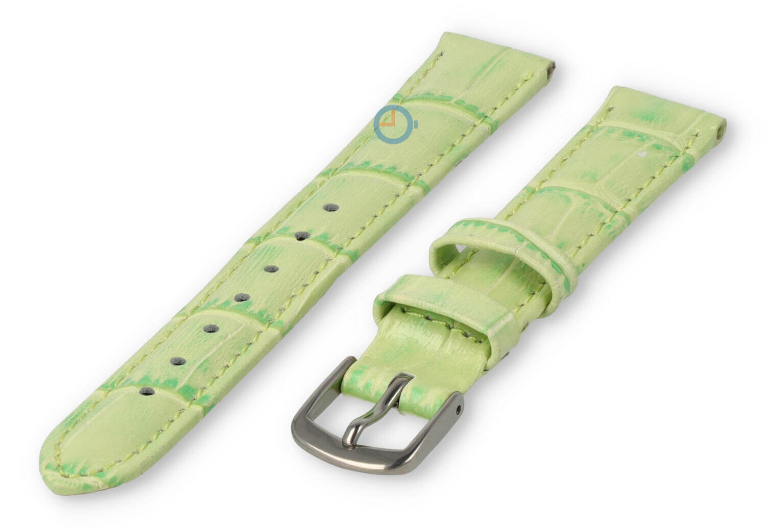 Leather strap with croc-print - 12mm - apple green