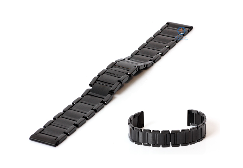 Watchstrap 20mm stainless steel black mat/polished