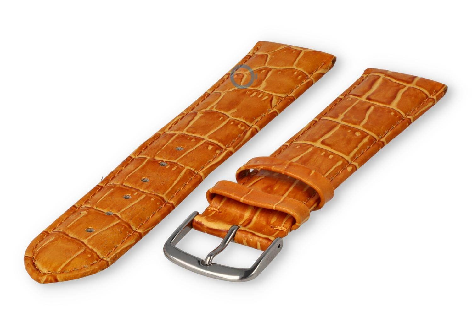 Extra-long crocoleather strap  - 20mm - orange