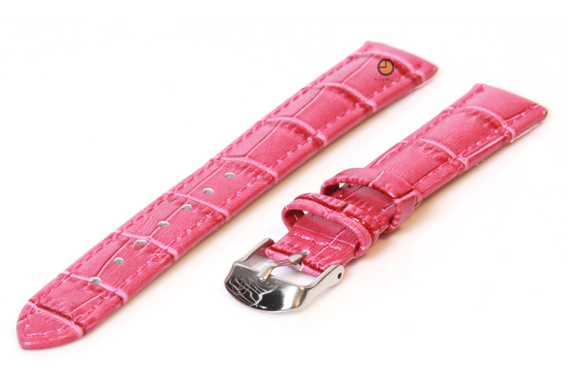 Watchstrap 16mm pink croco leather