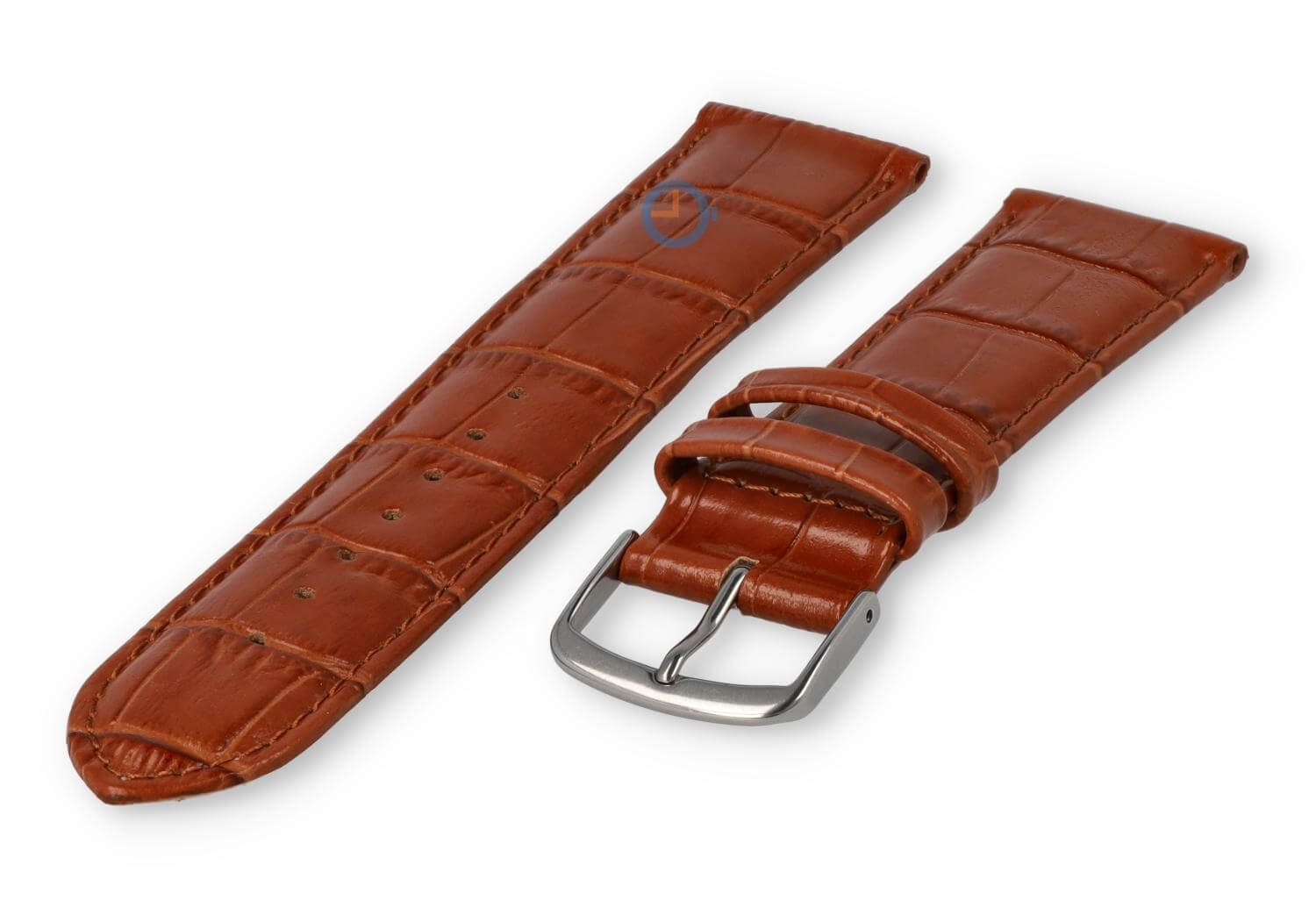 Leather watch strap croco - 20mm - brown