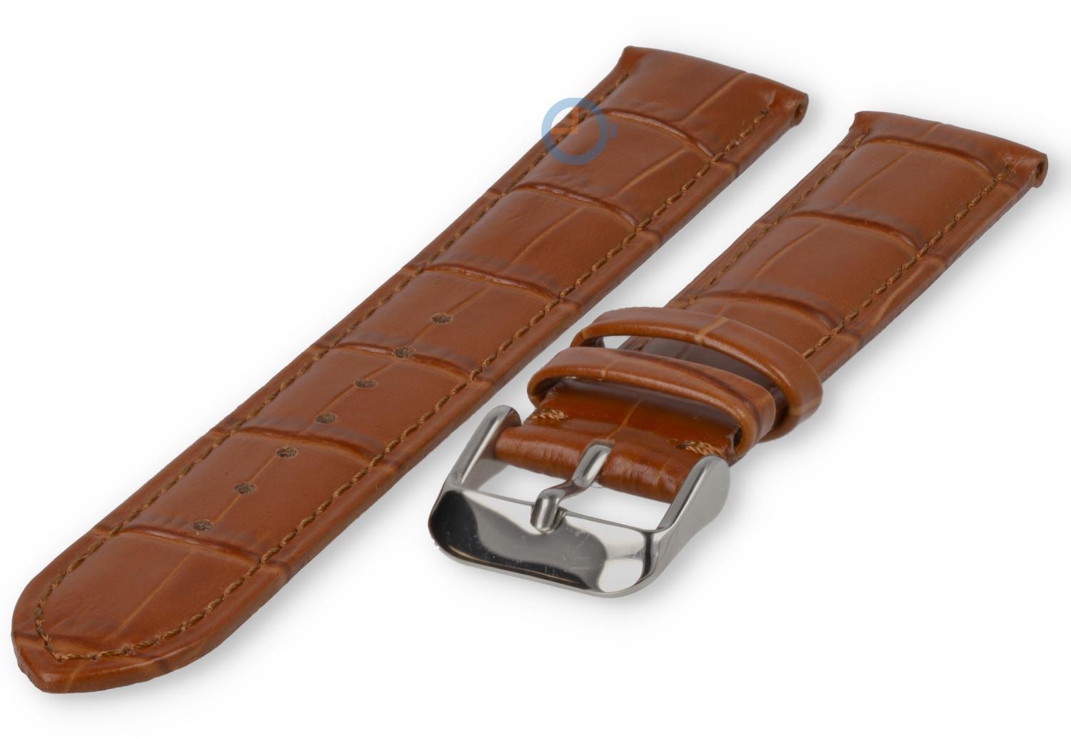 19mm - cognacbrown - odd-sized leather strap with croco