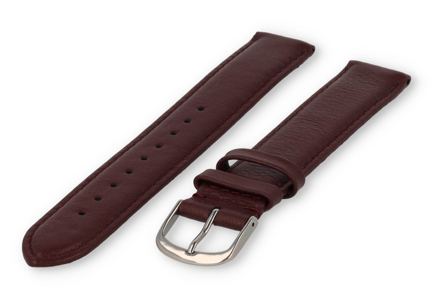 XL watch strap smooth leather - 18mm - bordeaux
