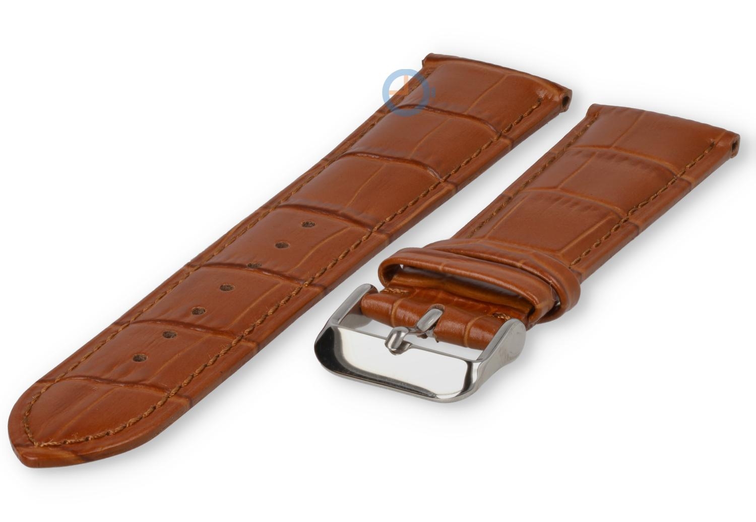 21mm - cognacbrown - odd-sized leather strap with croco