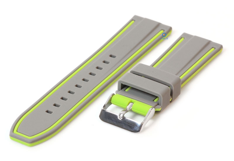 Silcone watch strap 26mm grey/green (reversible)