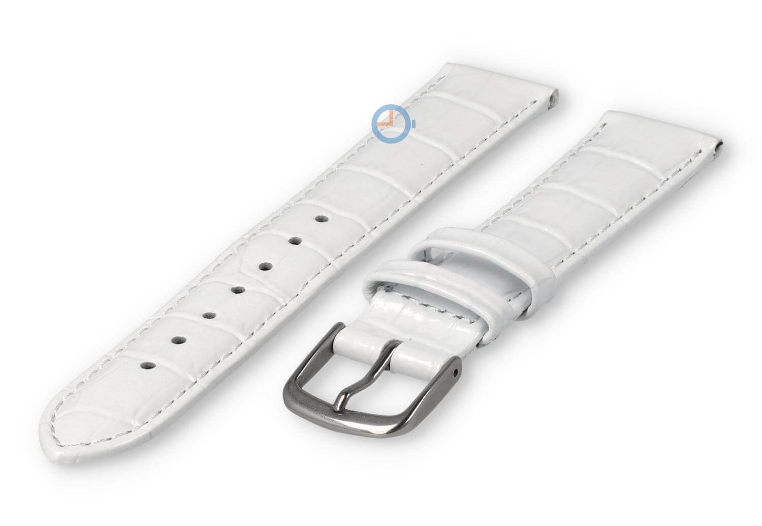Leather strap with frizzled print - 16mm - white