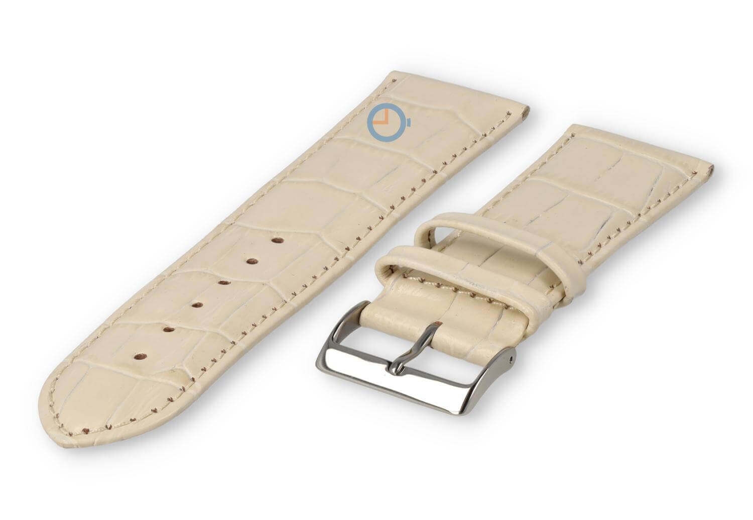 Basic croco watch strap - 24mm - cream-coloured