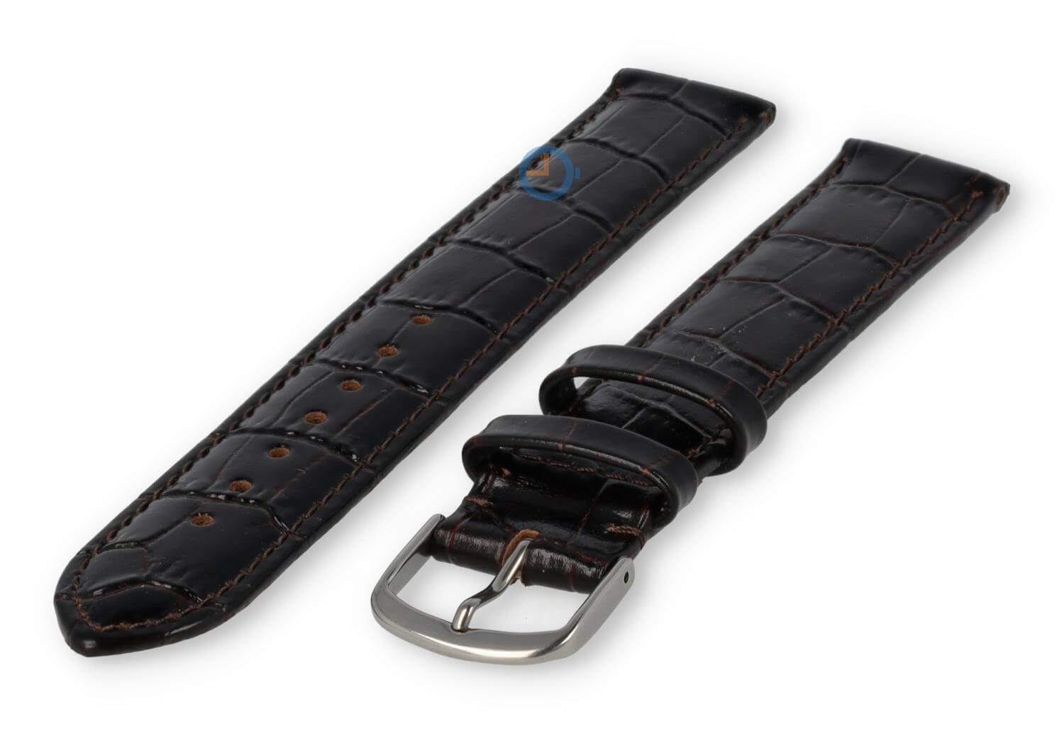 Extra-long crocoleather strap - 18mm - dark brown