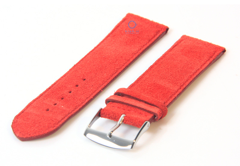Watchstrap 22mm red suède leather