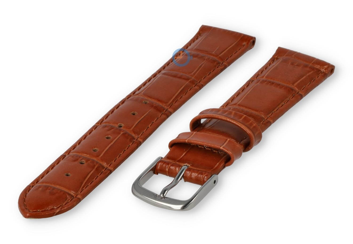 Leather strap with frizzled print - 16mm - brown