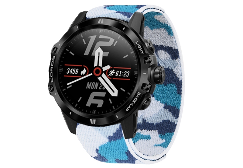 Coros nylon 22mm watch band with velcro - armyblue