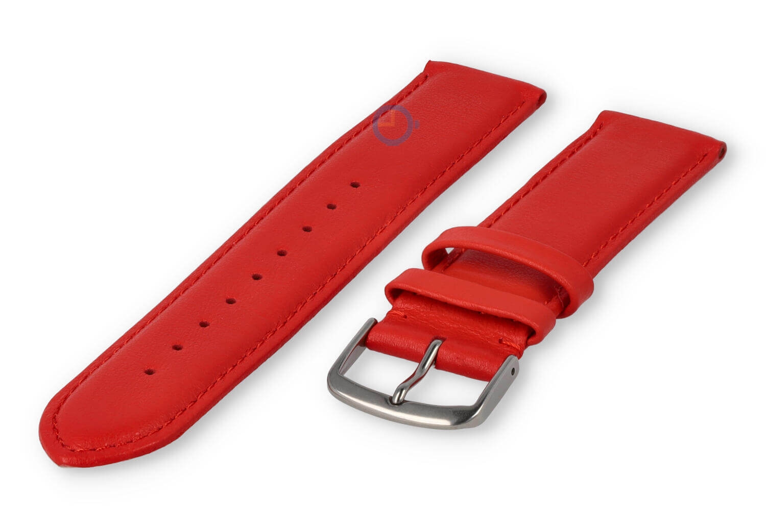 20mm watch strap smooth leather - bright red