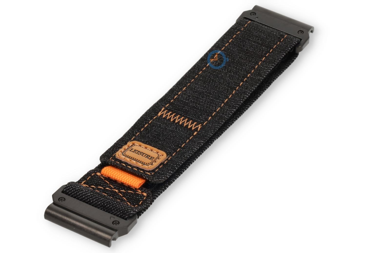 Black denim Garmin Fenix X wrist strap - 26mm - hook-and-loop
