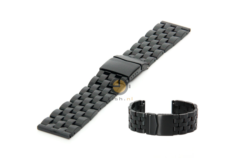 Watchstrap 24mm black steel