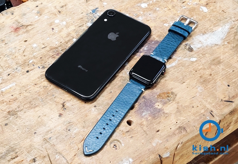 Apple Watch bandje vintage blauw leer - 42/44/45mm