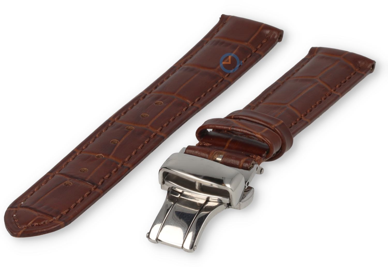 17mm - dark brown - croco leather strap with butterfly-clasp