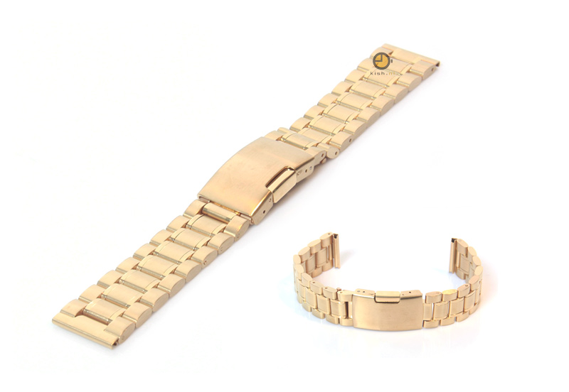 Watchstrap 18mm stainless steel matt/polished gold