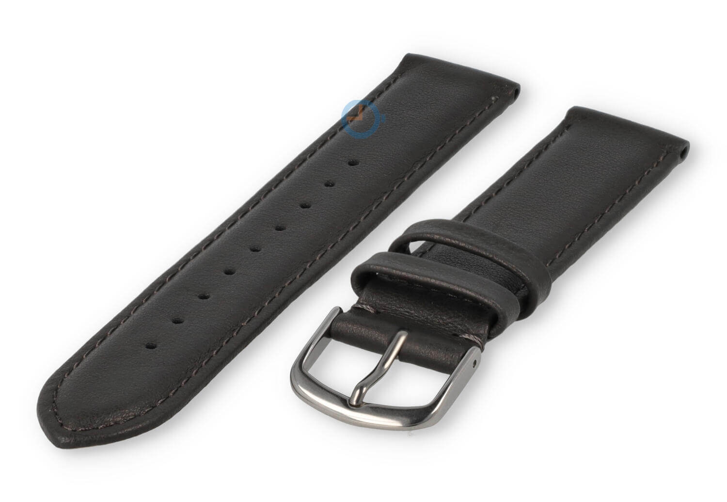 18mm watch strap smooth leather - darkgrey