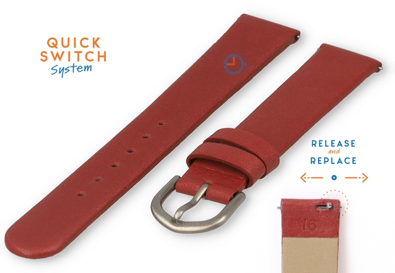 Watchstrap 16mm seamless red leather