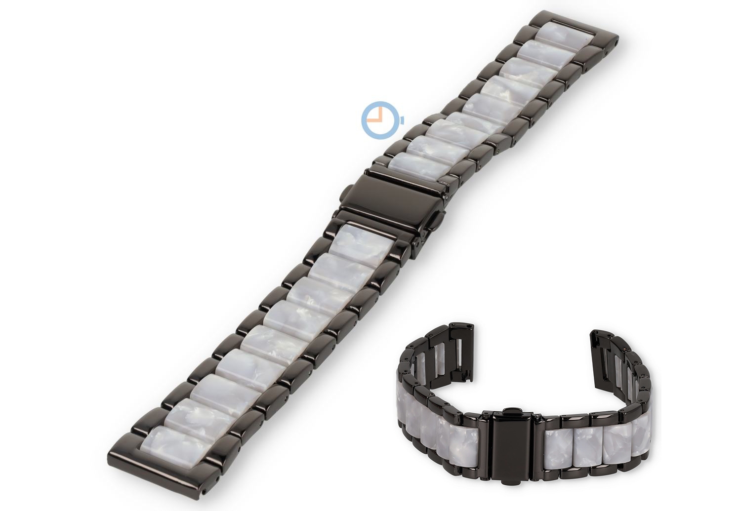 20mm marble steel strap with resin - black/white
