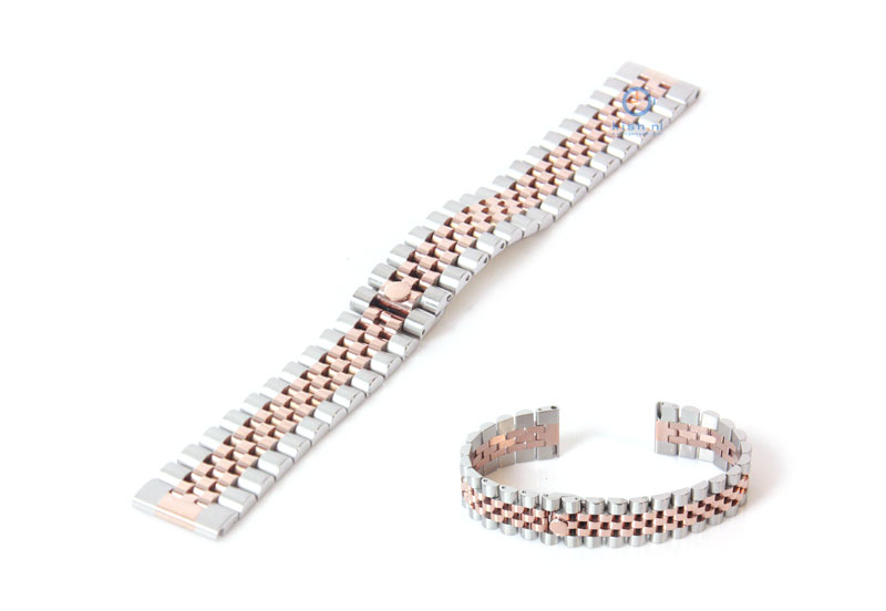 Watchstrap 18mm stainless steel silver rose gold