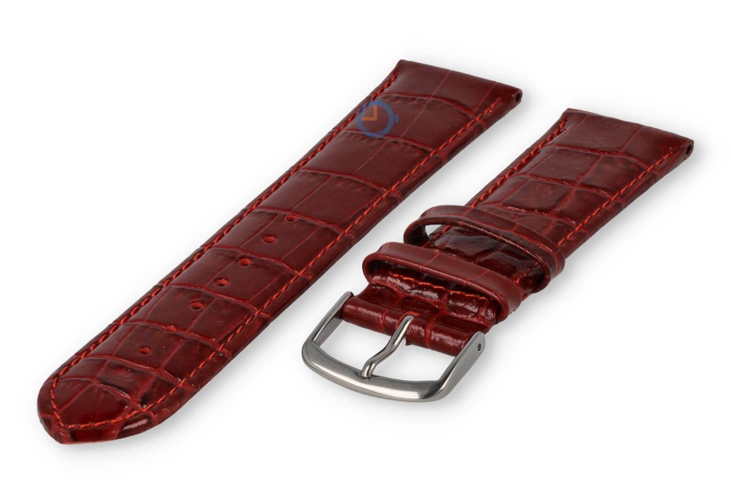 Leather watch strap croco - 20mm - bordeaux