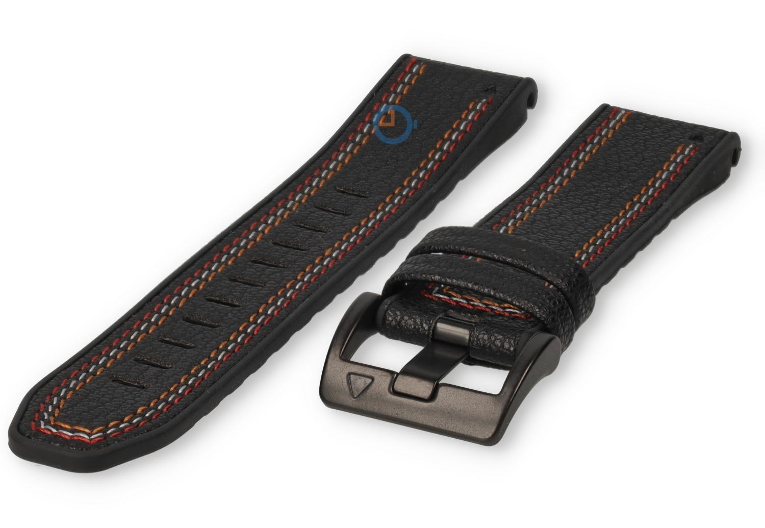 Triple stitched strap for Garmin - 22mm black