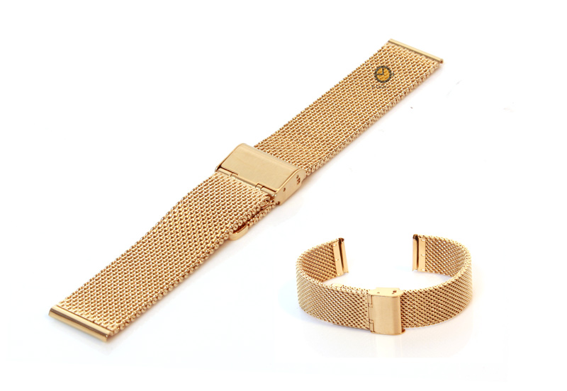 Mesh watchstrap 18mm gold