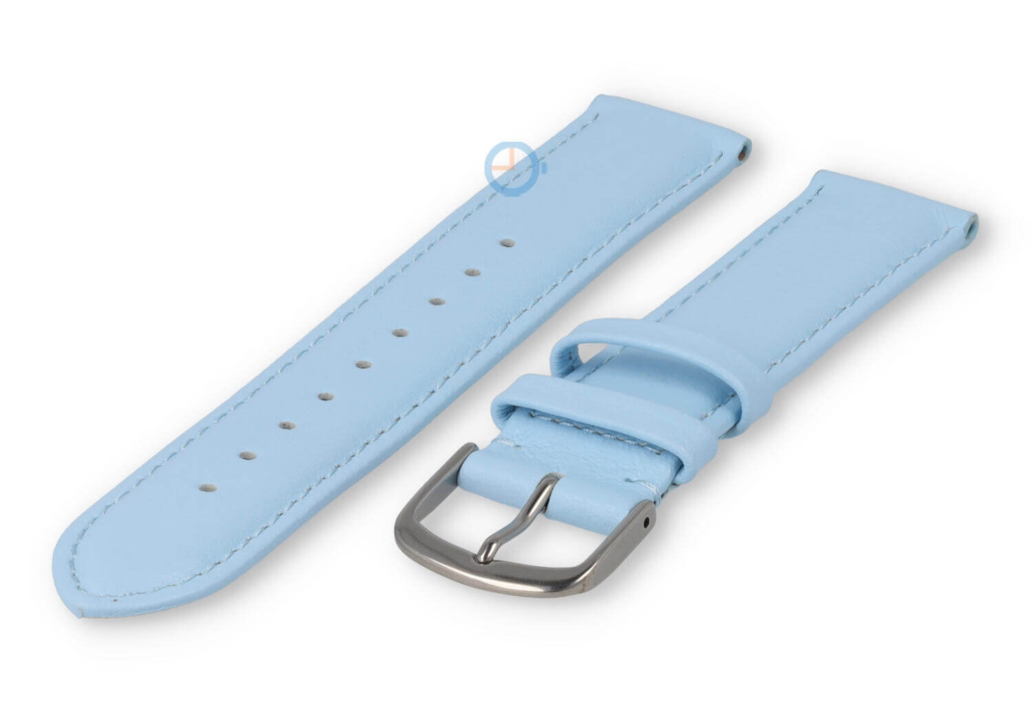 18mm watch strap smooth leather - ice blue