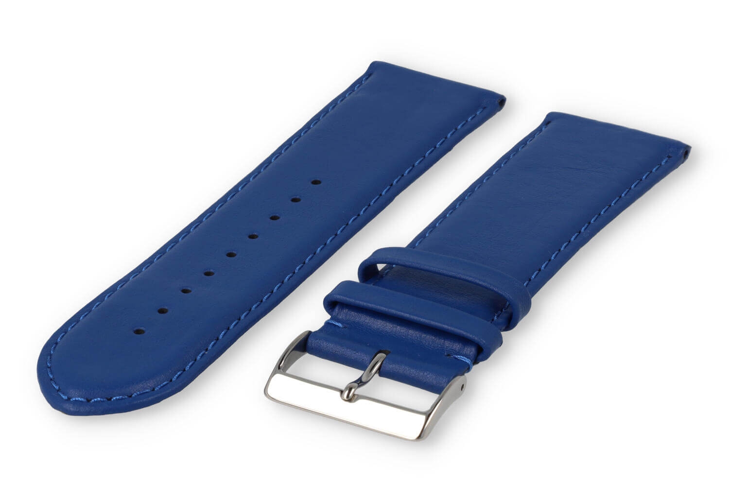 XL watch strap smooth leather - 28mm - royal blue