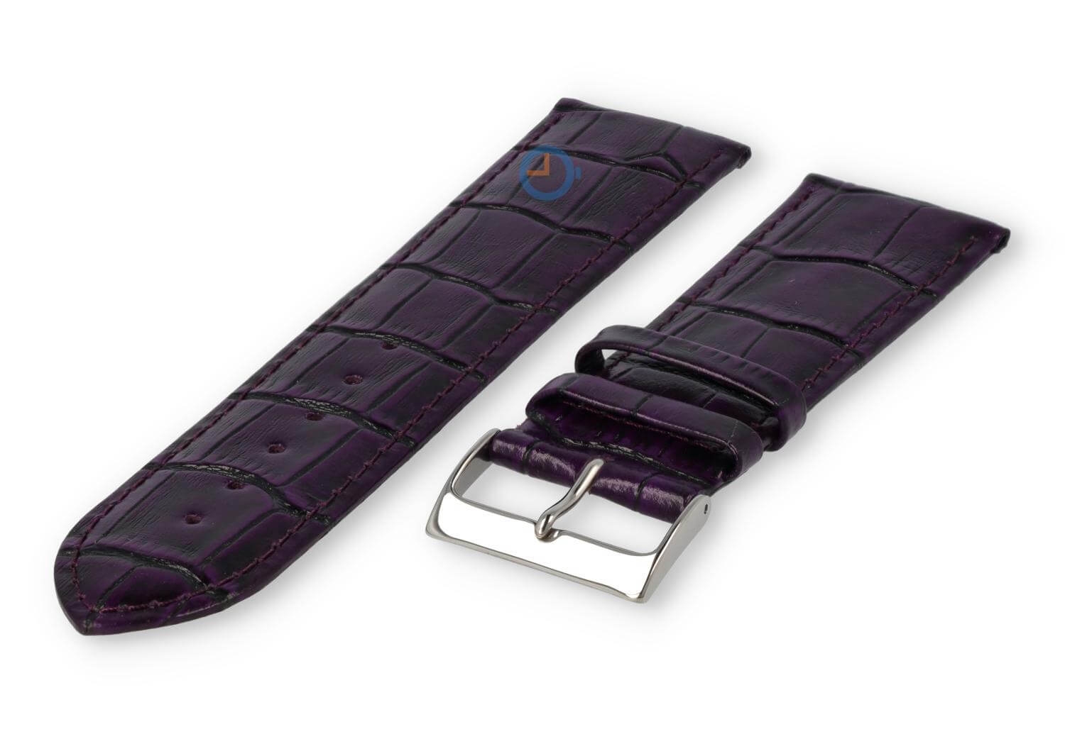 Basic croco watch strap - 24mm - eggplant