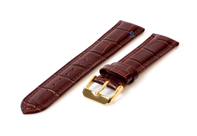Luxury Seiko strap brown leather - gold - 16mm