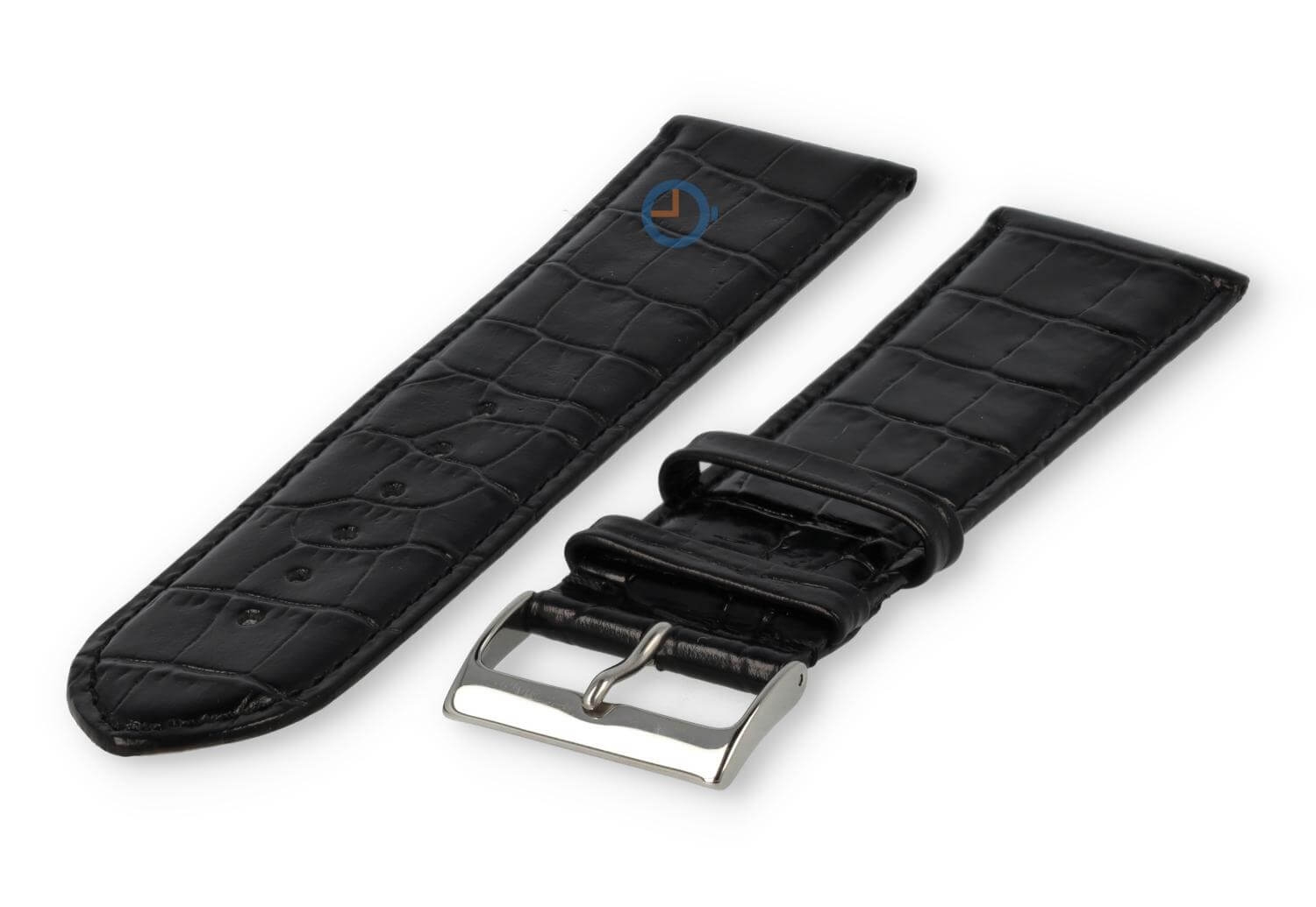 Basic croco watch strap XL - 24mm - black