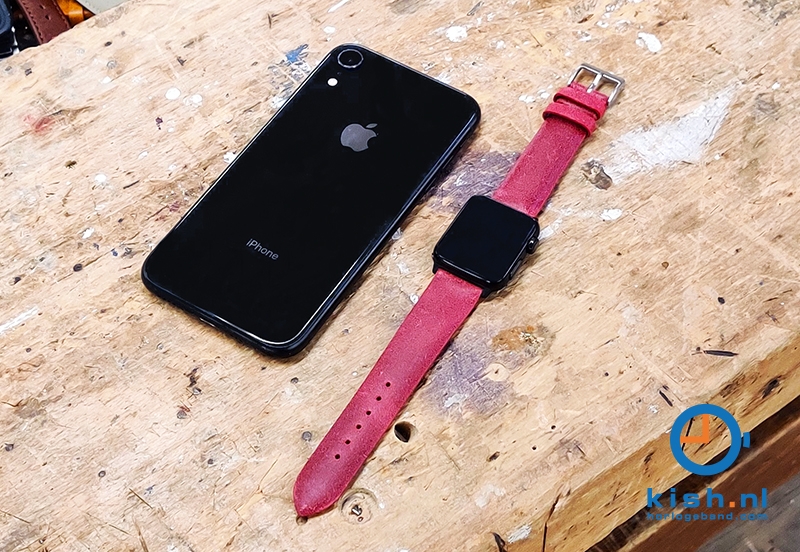 Apple Watch bandje vintage leer rood - 38/40/41mm