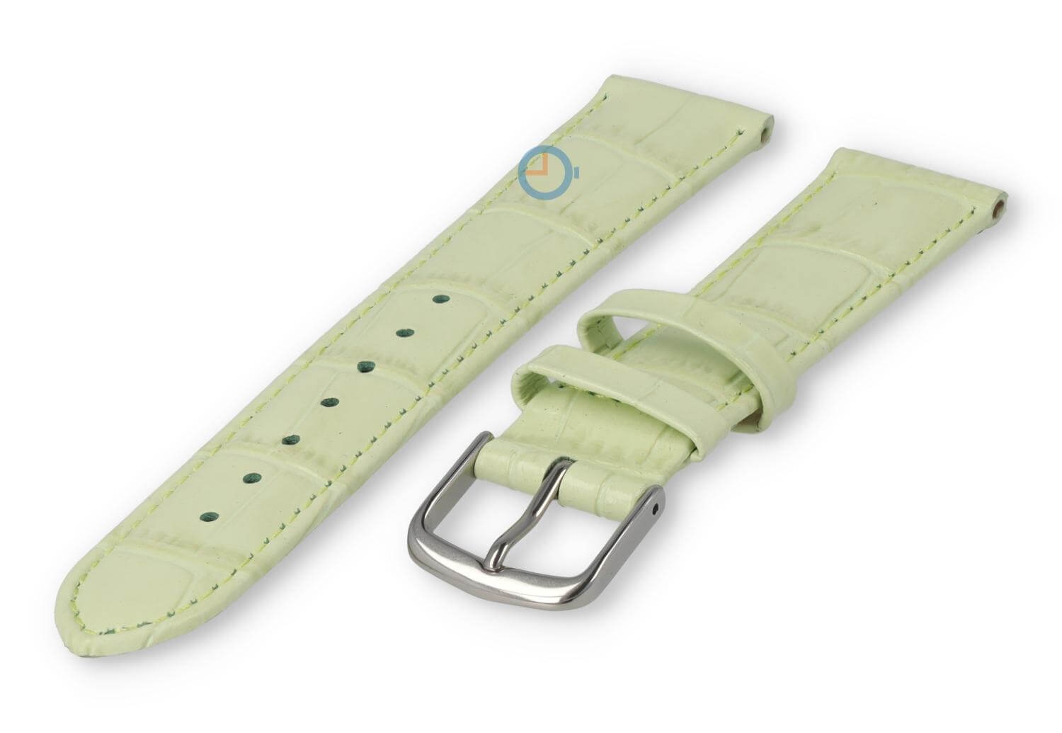 Leather strap with frizzled print - 16mm - pastel green