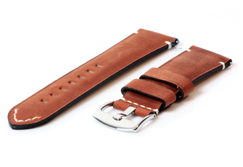Watchstrap 24mm vintage brown leather