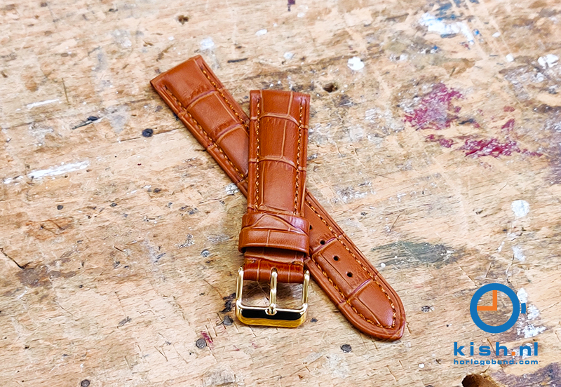 Luxe Michael Kors watch strap light brown leather - gold - 22mm