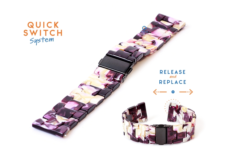 watchstrap 20mm resin turtle purple/white