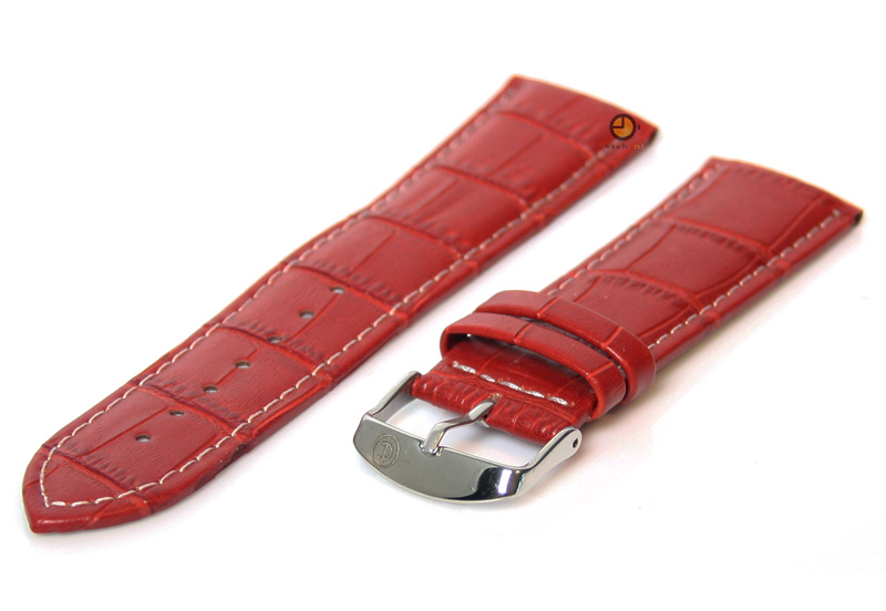 Watchstrap 22mm redbrown leather croco